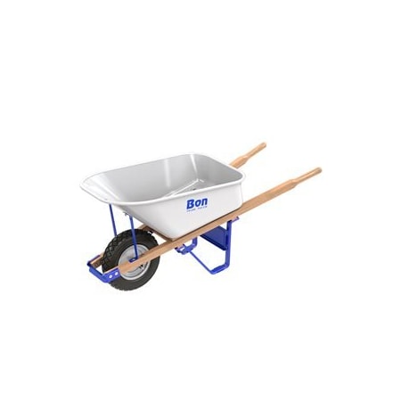 Bon Tool Barrow - Steel Tray - 6 Cubic Feet - Single Flat Free Tire - Wood Handle 34-233